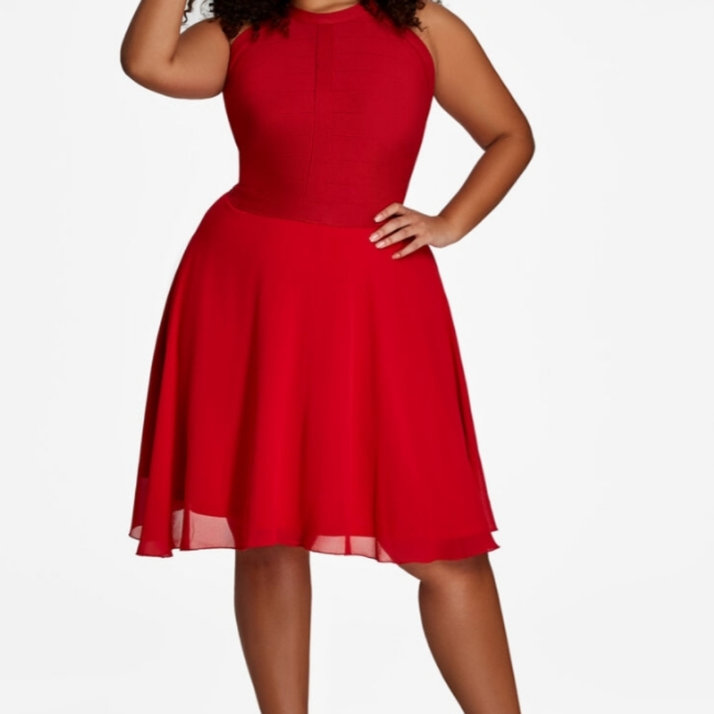 Ashley Stewart Halter Neck Bandage Top Dress